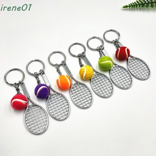 IRENE01 Simulation Sports Key Chain Cute Tennis Ball Tennis Racket Keychain for Teenager Car Key Chain Souvenir Pendant Key Rings 6 color Mini Keychain/Multicolor