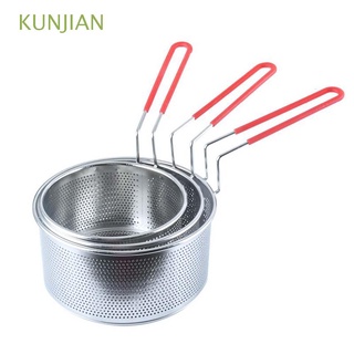 kunjian - colador de acero inoxidable para papas fritas, freidora, hogar, cocina, frita, filtro de alimentos, bola de masa de aceite, malla de araña, colador de alimentos vegetales