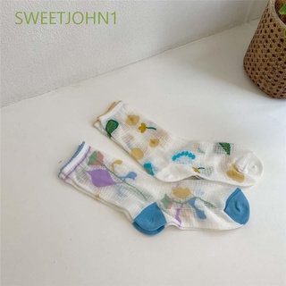 Calcetines de flores sweetjohn1/calcetines delgados/calcetines de encaje multicolor para mujeres