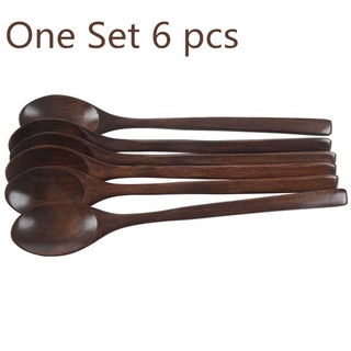 cucharas de madera, 6 cucharas de madera para comer mezcla