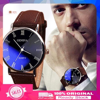 [YOU] reloj de pulsera analógico de cuarzo con correa de cuero sintético Blu-Ray para hombre