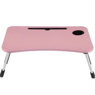 Mesa plegable para ordenador portátil con soporte de vidrio rosa