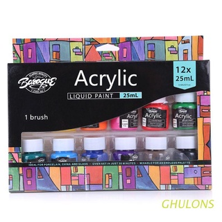 ghulons - juego de pintura acrílica de 12 x 25 ml, colores intensos, pigmentos, pintura, lienzo, manualidades
