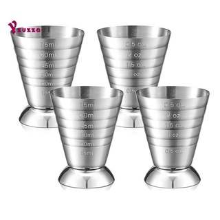 4 piezas de coctel tazas medidoras de acero inoxidable coctelera Oz, 75 Ml, 5 cucharadas de bebida Jiggers para barman panaderos