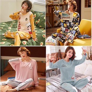 Las mujeres pijamas de manga larga pantalones de niña de algodón ropa de dormir pijamas conjunto de lencería señoras ropa de dormir más el tamaño de pijama ropa