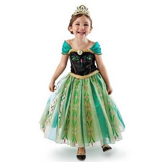 2021 verano congelado verde princesa Anna vestido plegable europeo y americano rendimiento de cumpleaños vestido de los niños (1)