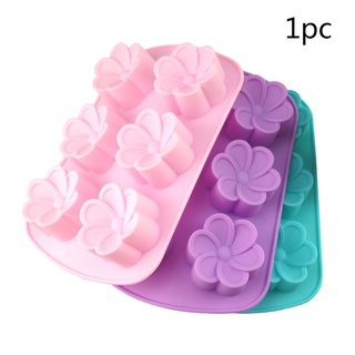 molde de silicona para tartas, 6 agujeros, forma de flor, molde de silicona para tartas