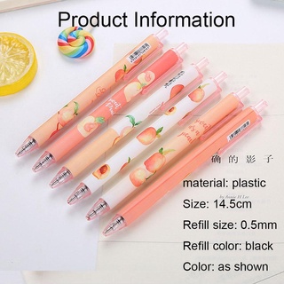 【Ready Stock】 Cute Peach Gel Pen Student Press 0.5mm Supplies Pen For Girl Office Kawaii S4I5 (4)