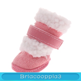 [brlacoo] 4pcs invierno mascota perro zapatos lindo cachorro antideslizante suave lana botas de nieve (2)