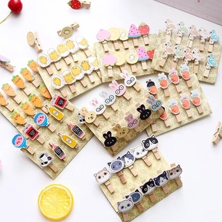 10 Mini Pinzas De Madera Con Lazo Kawaii Para Fotos Notas Manualidades