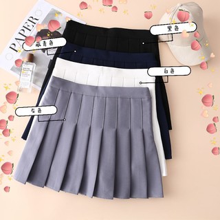 💕nueva llegada💕2021 falda plisada Anti-vacía delgada falda de Color sólido cintura alta delgada una línea de falda con pantalones de seguridad (5)