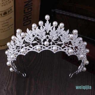 [weiqijia] 2019 nueva moda boda cristal perla coronas diamantes de imitación Tiara novias diadema