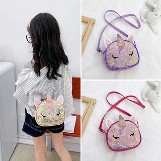 [barly Store] bolso bandolera pequeño estilo coreano con lentejuelas de unicornio para niñas pequeñas moda monedero