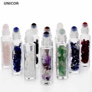 [UNICORN] 10ml Gemstone Essential Oil Roller Ball Bottles Perfumes with Crystal Chips