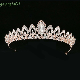 georgia01 graduación tiara magnífico adornos headwear mujeres princesa color plata diadema aleación cristal pelo corona/multicolor (1)