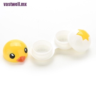 (well) lentes de contacto lente caso titular caja portátil Kit de viaje conjunto lindo pato amarillo (7)