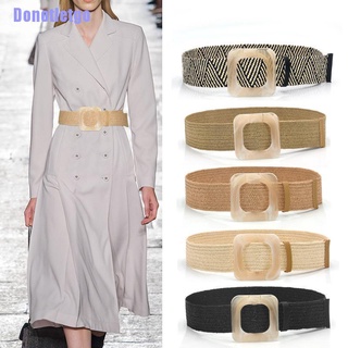 [donotletgo] cinturón trenzado de verano para mujer, hebilla cuadrada de madera, vintage, boho, paja tejida