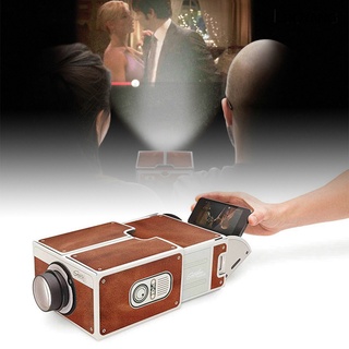 Vintage portátil Mini DIY cartón cine en casa teatro teléfono inteligente proyector (1)