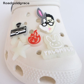 Roadgoldgrace 10 pcs pvc luminous cave shoes accessories bad Bunny cute shoes decorations WDGR (1)