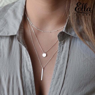 [NE7] collar redondo de 3 capas con colgante de cadena larga para mujer joyería regalo