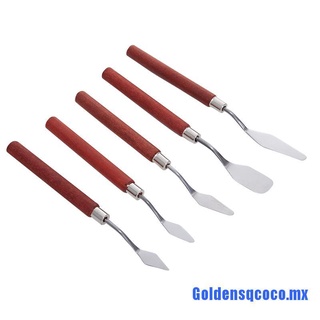 Goldensqcoco.mx: 5 cuchillos de pintura, mango de madera, espátula, cuchillo para cuchillo de pintura al óleo