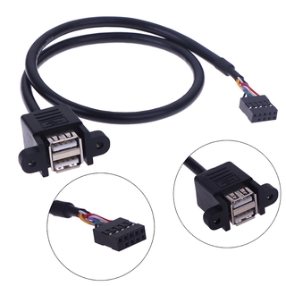 1Pc 9 pines cabecera de la placa base a 2 puertos USB 2.0 hembra Cable de extensión adaptador
