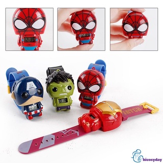 Cartoon Transform Iron Man Spiderman Captain America Digital Children's Watch hicosydayd