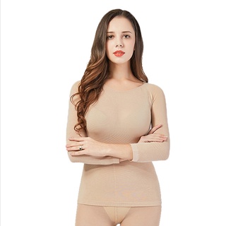 Frsuper delgado de alta elasticidad térmica ropa interior de las mujeres de cuello redondo de manga larga (4)