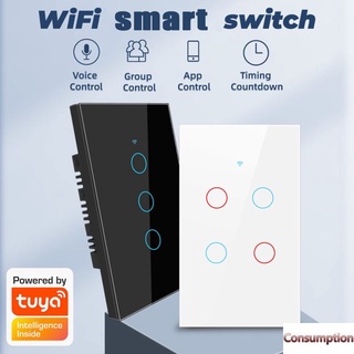 1/2/3 gang TUYA WiFi Smart Touch Switch Home Light Botón De Pared 120 X 72 Mm Para Alexa Y Google Assistant US Standard CO