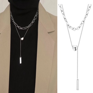 collar de cadena de metal multicapa estilo francés vintage de doble capa