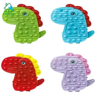 Nuevo Pop It Fidget empuje burbuja sensorial lindo dinosaurio juguete alivio del estrés de silicona niños juguetes educativos de descompresión