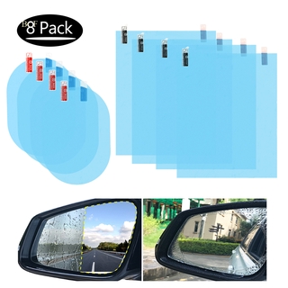 8 unids/Set película de espejo retrovisor del coche, espejo de vista lateral del coche, HD Nano película antiniebla a prueba de lluvia impermeable espejo ventana película, película protectora transparente etiqueta engomada de la unidad de seguridad para e (1)