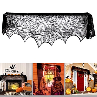 1 pieza de tela para chimenea de encaje negro Spiderweb para decoración de Halloween