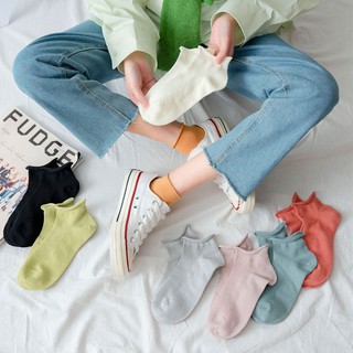 Calcetines de malla de las mujeres calcetines de primavera y verano delgado algodón transpirable boca poco profunda tubo corto calcetines blanco rizado hueco hueco calcetines (1)