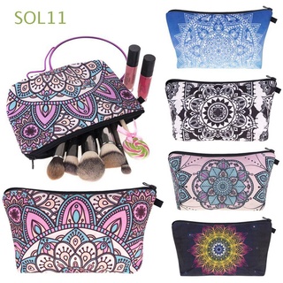 SOL11 Mujeres Impresion de bolsa de cosméticos Cepillo Bolso cartera Mandal flor Bolsa Box Organizador Moda Maquillaje Caja de lápiz