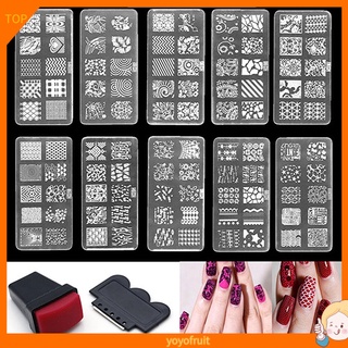 Yoyo - juego de 10 plantillas para mujer, diseño de uñas, esmalte de manicura, placa de estampado, bricolaje