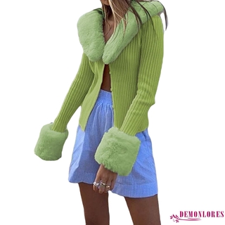 DEMQ-abrigo de otoño para mujer, parte superior de tejer, ropa de fiesta suelta cálida manga larga botones de Color sólido ropa (7)