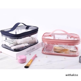 withakiss - bolsa de maquillaje transparente para viaje, cremallera, impermeable, organizador transparente