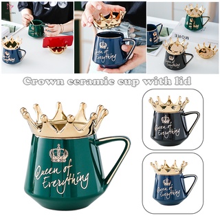 queen of everything taza con tapa de corona y cuchara de cerámica taza de café regalo para novia esposa