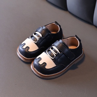 Los niños solo zapatos de estilo británico pequeños zapatos de cuero de moda masculino bebé niño zapatos de suela suave [bfhf551.my]