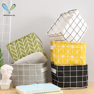 Pastoral tela papelera de almacenamiento plegable artículos de bocadillos cesta con mango portátil organizador de escritorio para baño de escritorio (1)