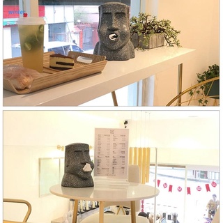 invierno creativo isla de pascua moai titular de papel caja de pañuelos 3d piedra figura de papel sanitario almacenamiento servilleta dispensador mesa organizador de baño