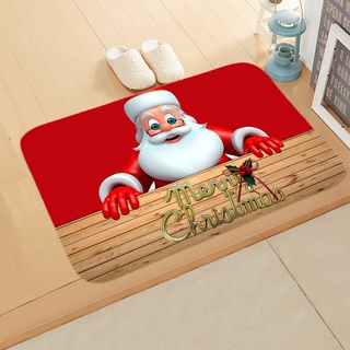 ✨Wv◐Alfombra de franela de estilo navideño, absorción de agua antideslizante, alfombra rectangular para cocina, baño,