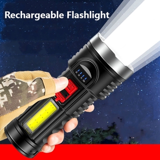 Regalos de navidad USB recargable potente linterna LED/al aire libre táctica linterna antorcha/mano recargable Flash luz con USB
