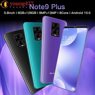young477 note9plus (6+128GB) Mobile Phone 5.8 Inch Fingerprint Unlock Face Recognition Android Smartphone