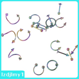 16pcs Body Jewelry Kit Labret Tongue Eyebrow Tragus Barbells Nose Ring 16G
