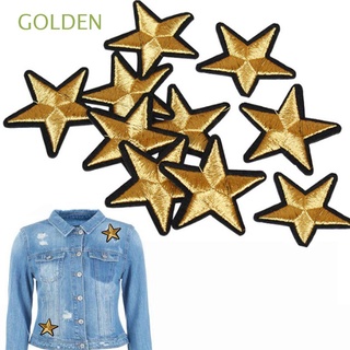 golden 5/10pcs tela estrellas parches decoración de ropa insignia pegatinas de hierro parche ropa tela coser coser bordado diy manualidades apliques