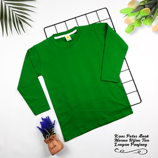 Camiseta lisa algodón PREMIUM | Camiseta unisex puede chicos niñas | Color verde viejo - brazo largo