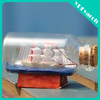 Glass Sailing Boat Bottle , Wishing Bottle with Cork, Message in A Bottle, Desktop Table Decoration