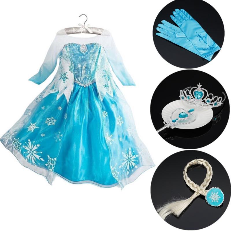Listo Stock Frozen Elsa princesa vestido de las niñas de la reina de nieve vestido de fiesta